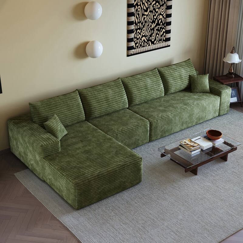 Sofa 135-in Casual Green 4 -seater Left Sectional - 8' x 10' - Left Facing