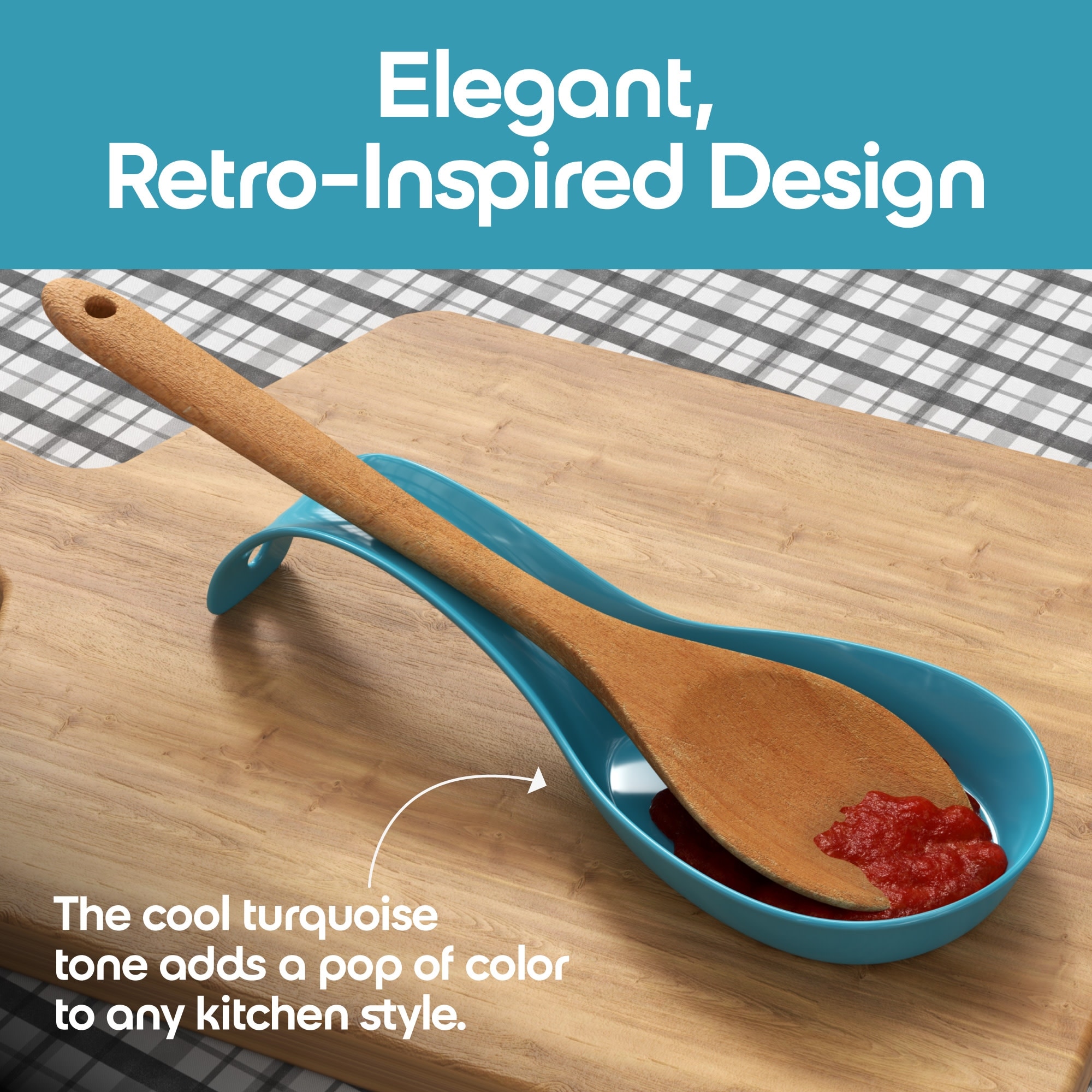 OmniWare Simsbury Red Ceramic Spoon Rest - Lead-Free Glaze, 8.5x3 Inch, Keeps Kitchen Counters Clean - View #7