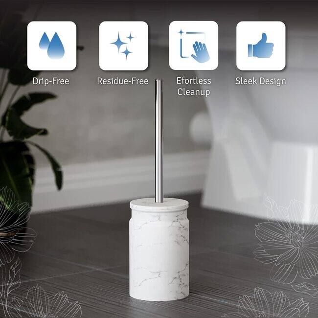 Creative Scents White Marble Toilet Brush and Holder Set