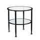 preview thumbnail 3 of 7, SEI Furniture Glenn Distressed Black Metal Round Side Table with Glass Top and Shelf