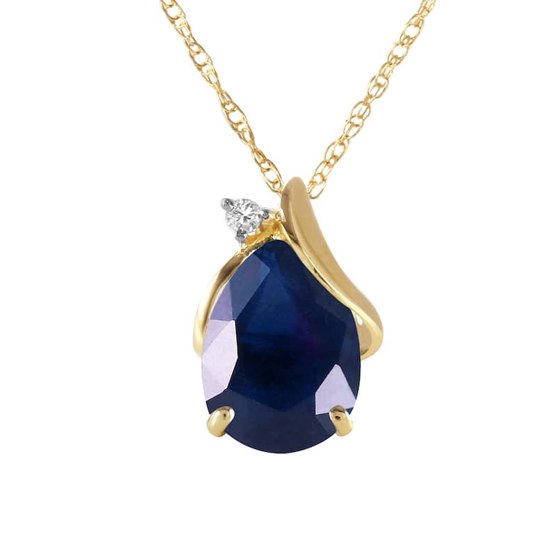 2.53 Carat 14K Solid Gold Natural Diamond & Sapphire Gemstone Necklace - 16 Inch - Yellow