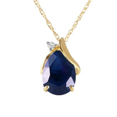 2.53 Carat 14K Solid Gold Natural Diamond & Sapphire Gemstone Necklace