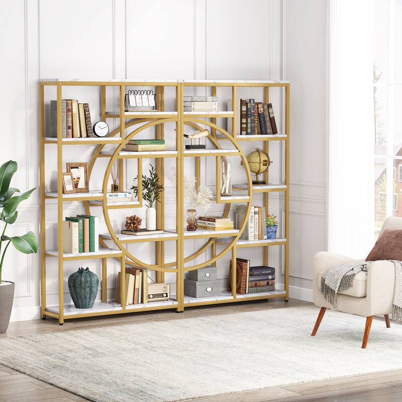 Bookshelf 5 Shelf Bookcase, Industrial Etagere Bookcase with 8-Open Storage Shelf