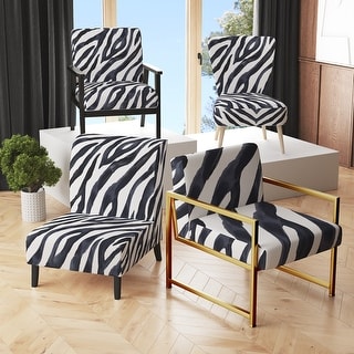Designart "Zebra Striped " Upholstered Cabin & Lodge Accent Chair and Arm Chair