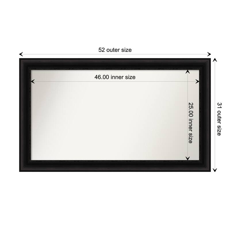 Parlor Black Framed Non-Beveled Custom Wall Mirror, Bathroom Vanity Mirror - Outer Size: 51.75 x 30.75