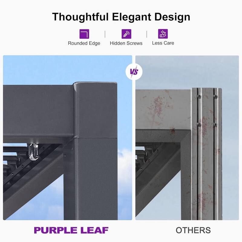 PURPLE LEAF Louvered Pergola Sun Shade Shelter with Adjustable Metal Roof for Patio Hardtop Pergola