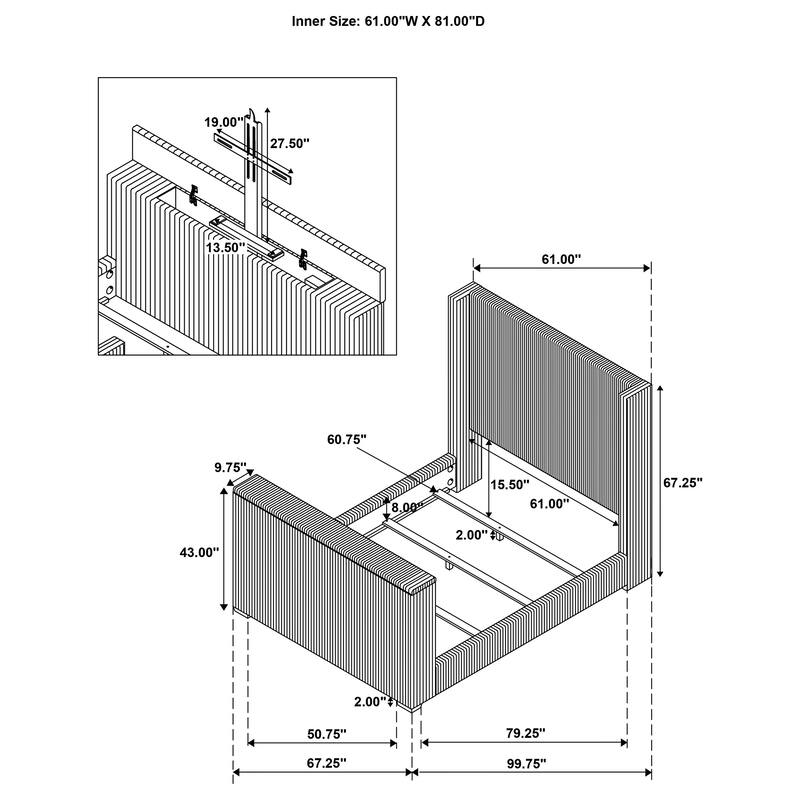 Centergrove Upholstered Wingback TV Bed Black