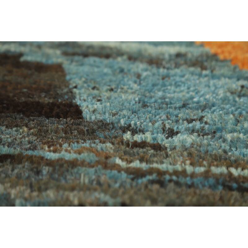 Abstract Geometric Moroccan Oriental Area Rug Hand-Knotted Wool Carpet - 5'5" x 7'9"