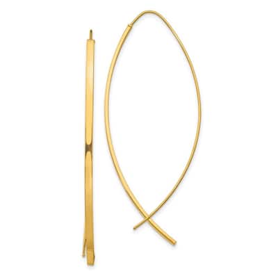Curata 10k Yellow Gold Square Tube Wire Threader Earrings - 57.9x22.6mm