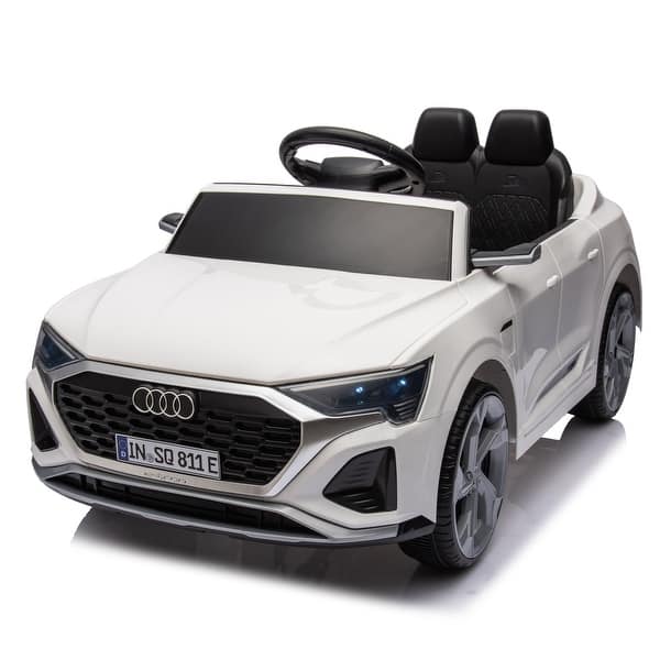 slide 2 of 9, 12V Kids Ride On Electric Car with Remote Control - Licensed Audi SQ8, Dual Drive, Suspension, Music, LED Lights - White Kids - White