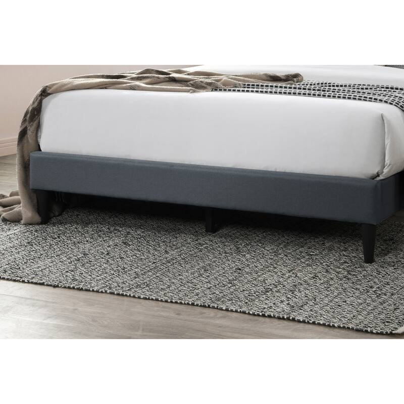 Queen Size Upholstered Platform Bed with Diamond Stitch Headboard and Modern Platform Design