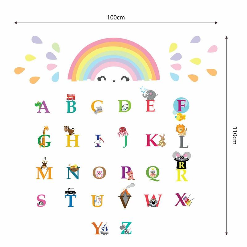 Walplus Colorful Rainbow Alphabet Kids Wall Stickers Nursery Décor Decal