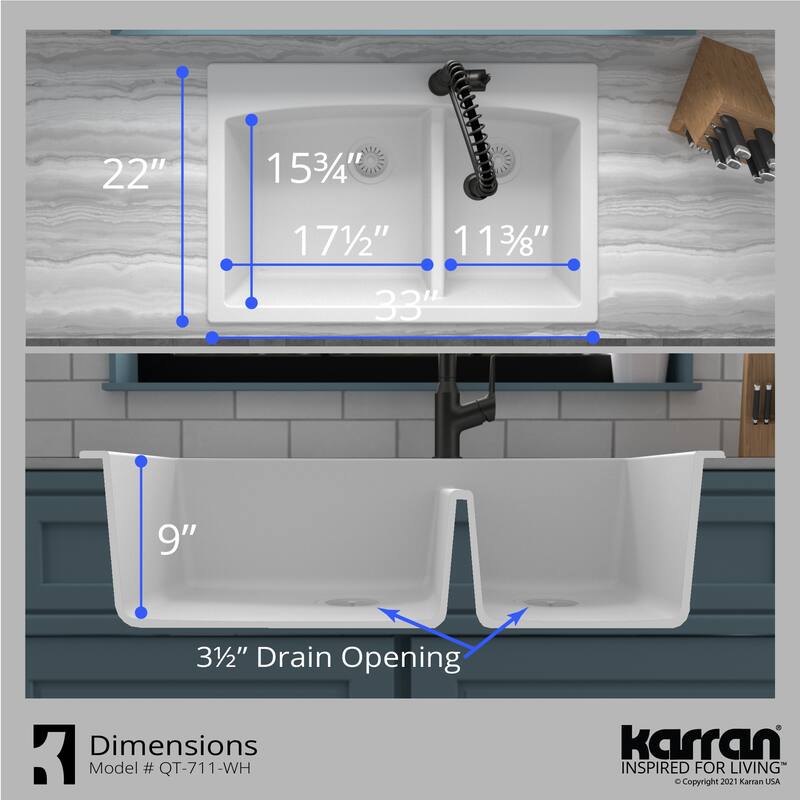 Karran Drop-In Quartz Double Bowl Kitchen Sink