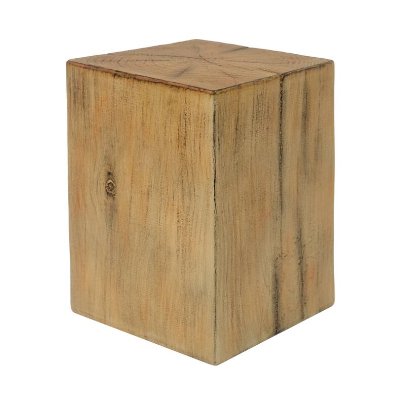 Wood-Look Square-Column MGO End Table, H18",Wood-Like Distressed Finish, Mix with Different Heights, Indoor Outdoor Use