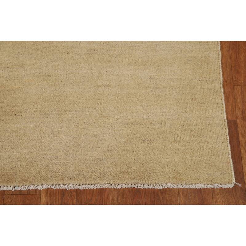Modern Gabbeh Oriental Rug Hand-Knotted Solid Wool Carpet - 3'5"x 4'11"