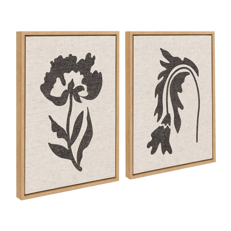 Kate and Laurel Sylvie Botanic2 Framed Canvas by Creative Bunch Studio - 2 Piece Set 18x24 - Natural