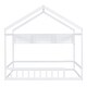 preview thumbnail 16 of 16, Wooden Full Size House Bed with Storage Shelf,Kids Bed with Fence and Roof