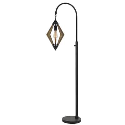 67" Transitional Black Floor Lamp with Metal & Solid Wood Base – E26 Socket, Dimmable, Rotary Switch - 67" x 24.5" x 11"