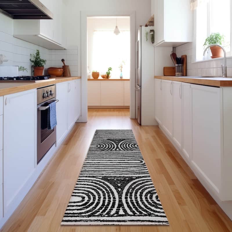 Premium Washable Super Soft Contemporary Mayfield Rug - Black - 2' 3" x 7' 6" - Runner