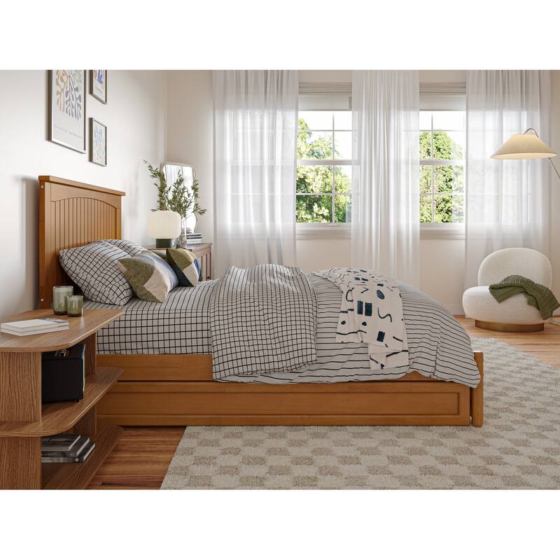 Malta Platform Bed with Panel Footboard and Twin Trundle