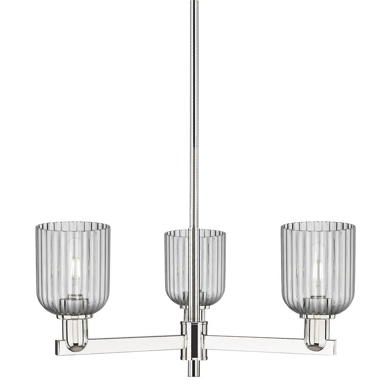 Innovations Lighting 716-3CR-9-18 Bridal Veil Chandelier Bridal Veil 3 - Polished Nickel / Light Smoke