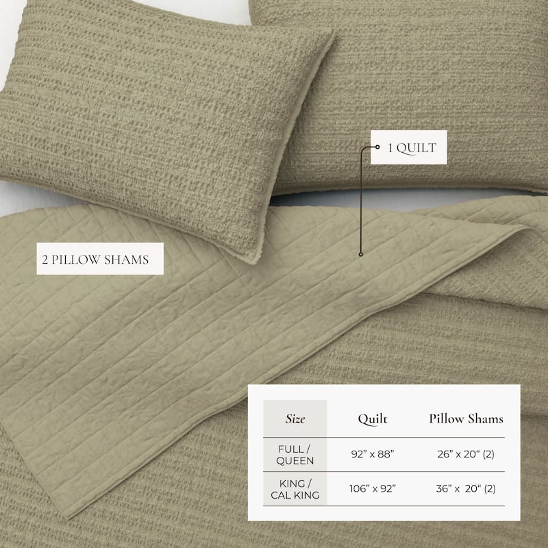 Linery & Co. Cotton Honeycomb Waffle Garment Washed Quilt Set