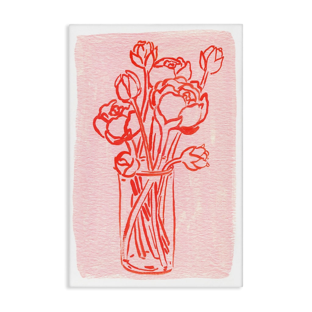 Stupell Outlined Peony Vase Canvas Wall Art Design By Hannah Moren