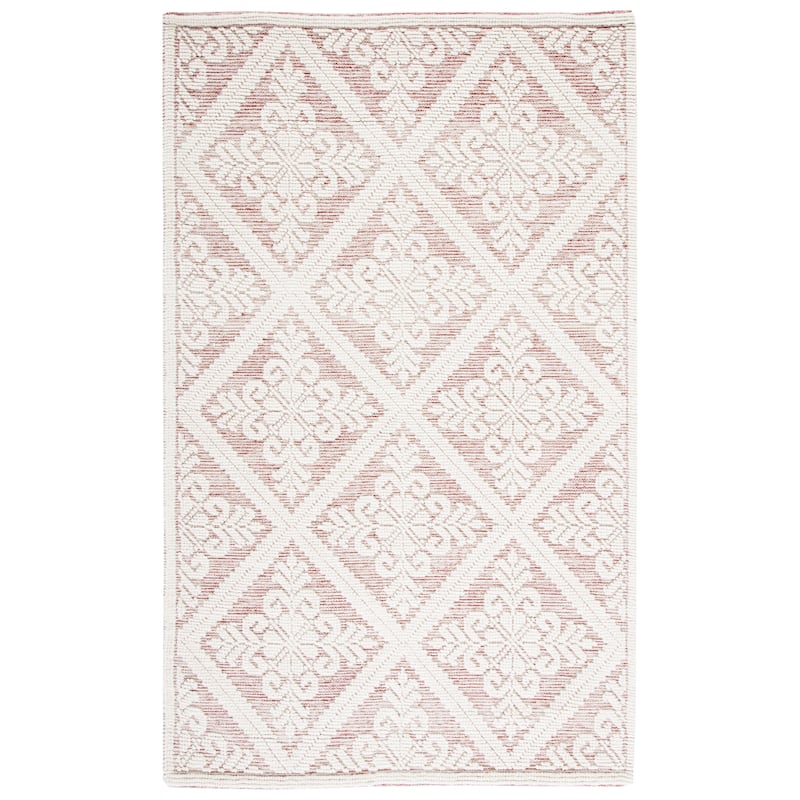 SAFAVIEH Handmade Vermont Davina Wool Rug - 6' Square - Ivory/Red