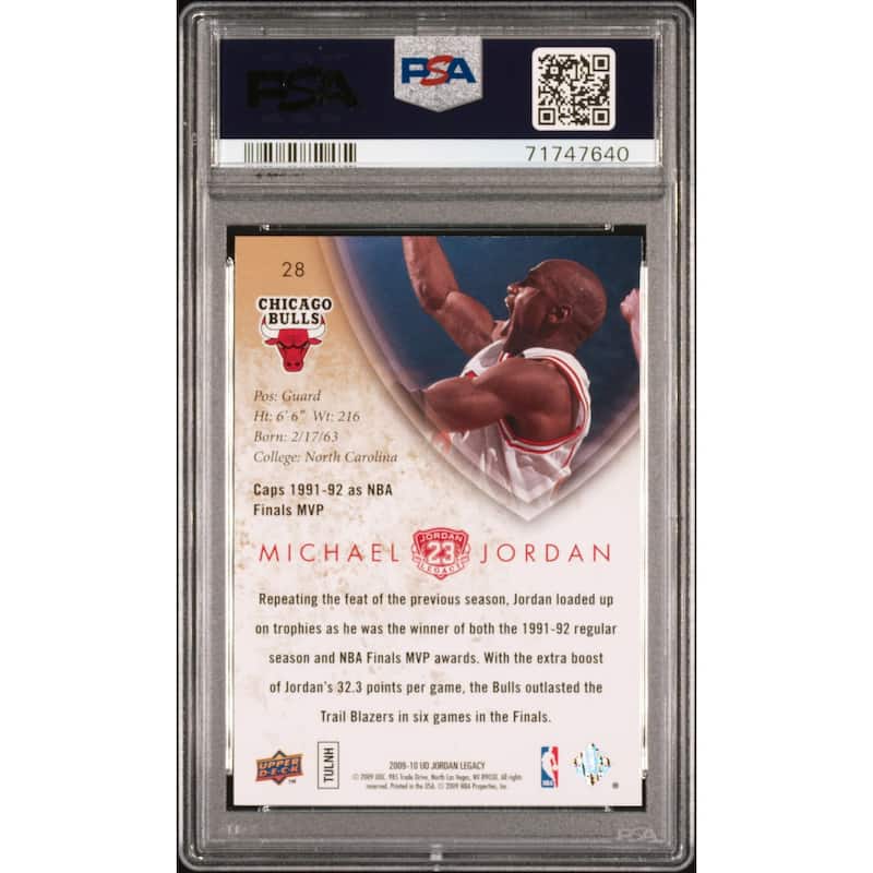 Michael Jordan 2009 Upper Deck Legacy Basketball Card #28 Graded PSA 10 - 8'6" x 11'6"