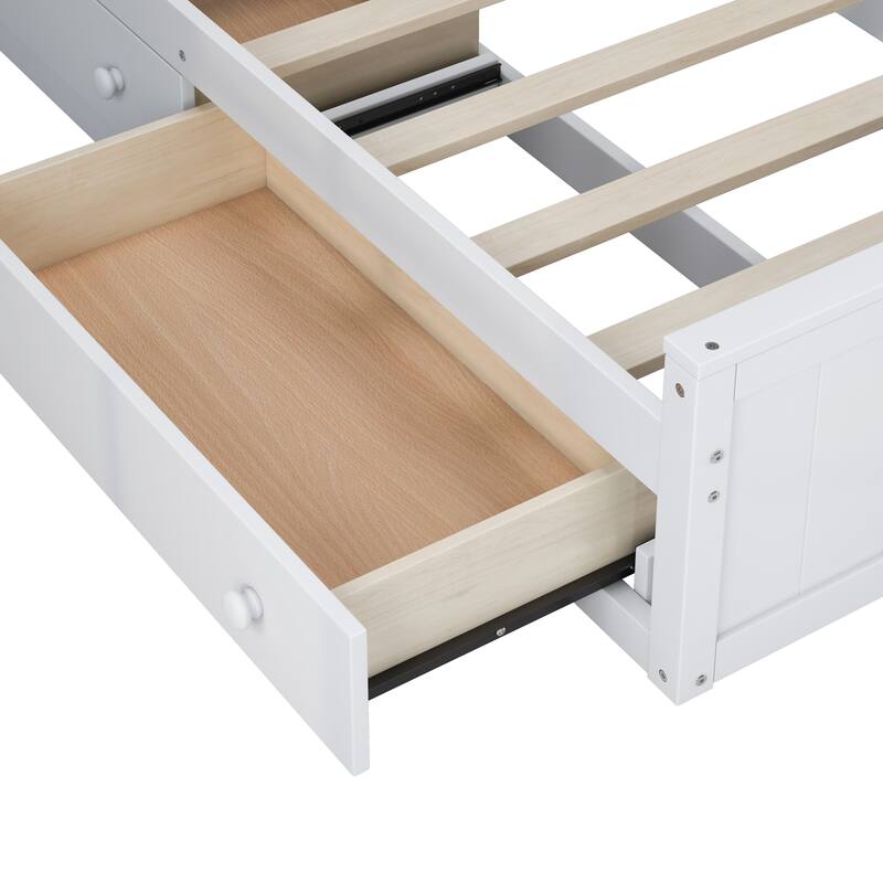 Full Size Wood Bed with All-in-One Cabinet and Shelf
