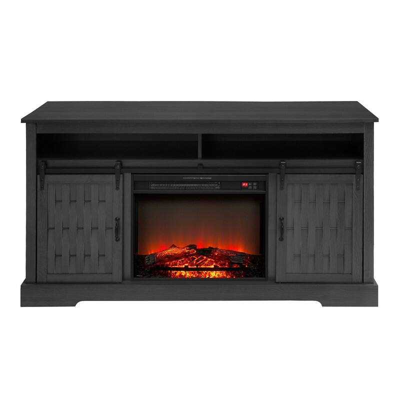 58-60" Fireplace TV Stand for 55-65" TVs w/ 18-23" Insert Farmhouse/Modern/Rustic Barn/Glass Doors Espresso/Grey/Brown/White Oak