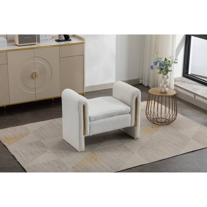 031-Teddy Fabric Single Bench Shoe Bench Makeup Bench For Bedroom Indoor