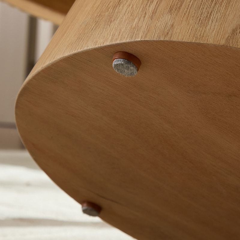 Modern Oval Coffee Table Drum-Shaped Coffee Table Multifunctional Coffee Table with Base, for Living Room‌