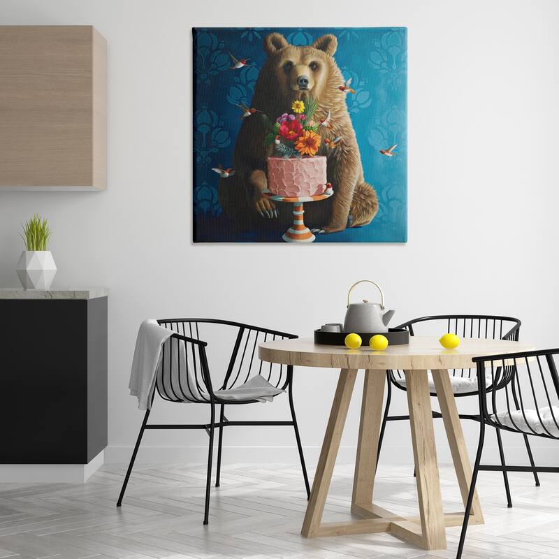 Stupell Bear with Sweet Dessert Cake Canvas Wall Art Design By Heather Gauthier