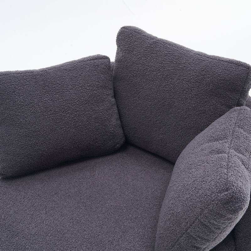Teddy Fabric Swivel Storage Chair With Back Cushion