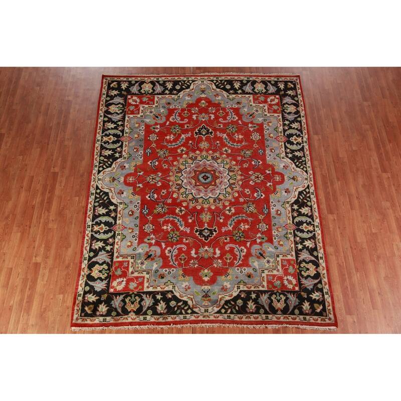 Red Heriz Serapi Indian Area Rug Handmade Wool Carpet - 8'0" x 9'9"