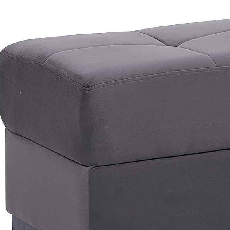 HomeRoots 50" Gray and Brown Microfiber Storage Ottoman