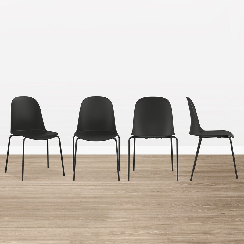 Spruce & Spring Modern Plastic Dining Chairs Set of 4 with Metal Legs