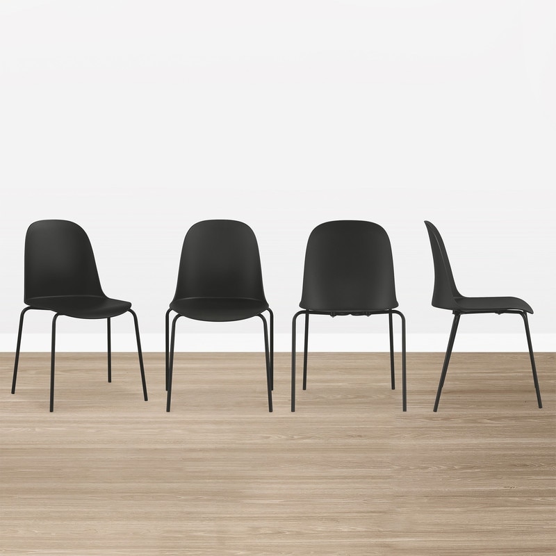 Spruce & Spring Modern Plastic Dining Chairs Set of 4 with Metal Legs