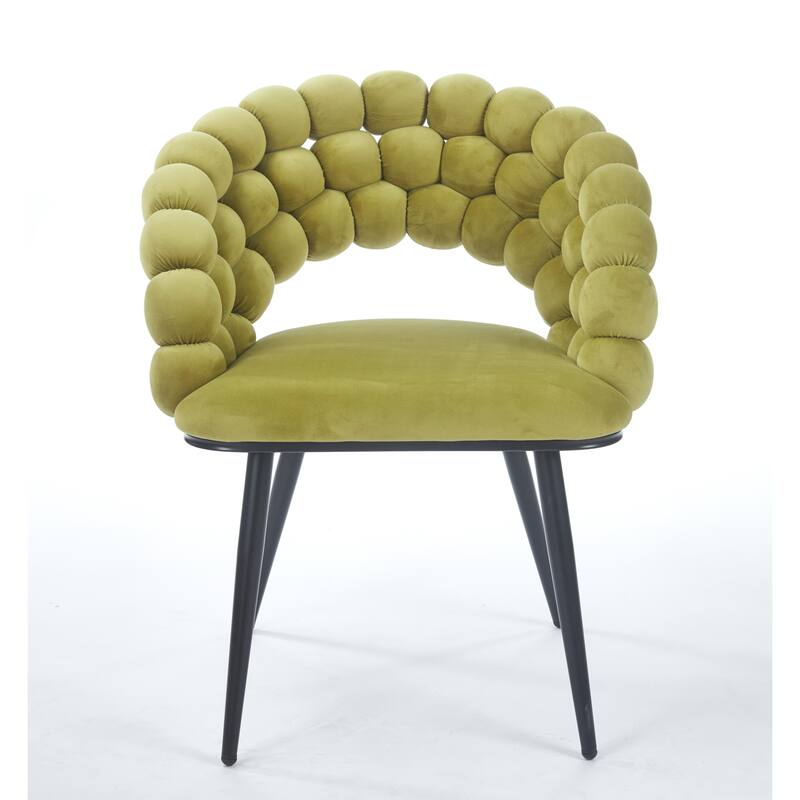 Fabric Modern Chairs (Set of 2) with Golden Iron Tube Legs, Soft Cushions, and Comfortable Backrest