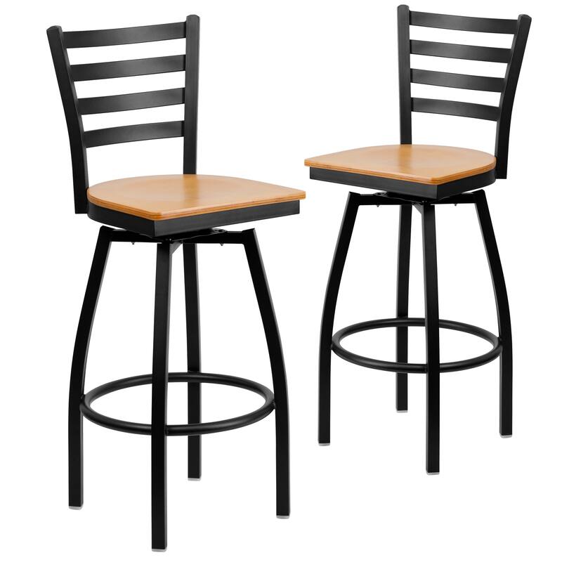2 Pack Hercules Series Ladder Back Swivel Metal Barstool - 16.5"W x 20.5"D x 44.5"H - 16.5"W x 20.5"D x 44.5"H