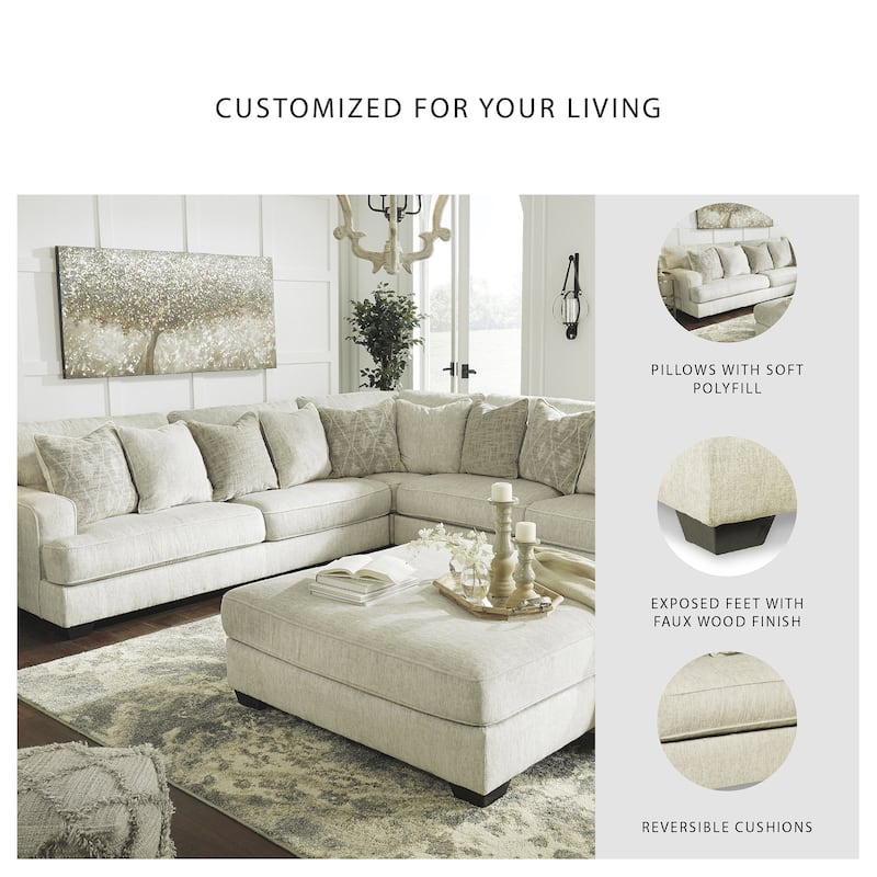 Signature Design by Ashley Rawcliffe Neutral Ivory and Beige 3-Piece Sectional Sofa