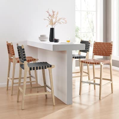 NPD Furniture Marco Faux Leather Counter Stool Drift Wood Frame