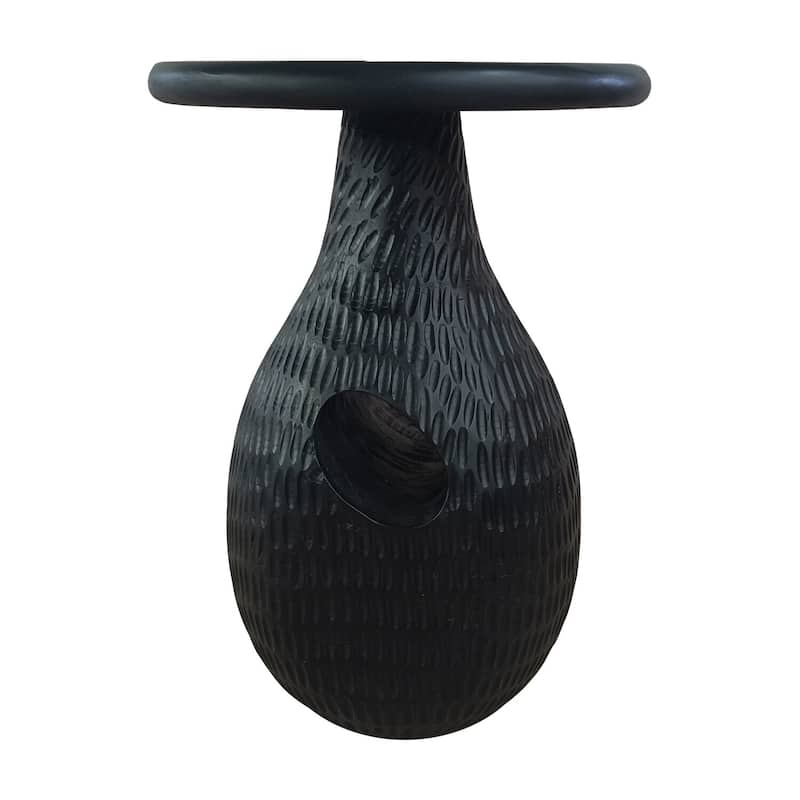 13.7 in. Black Round Wood End Table, Sturdy Build End Side Table for Living Rooms