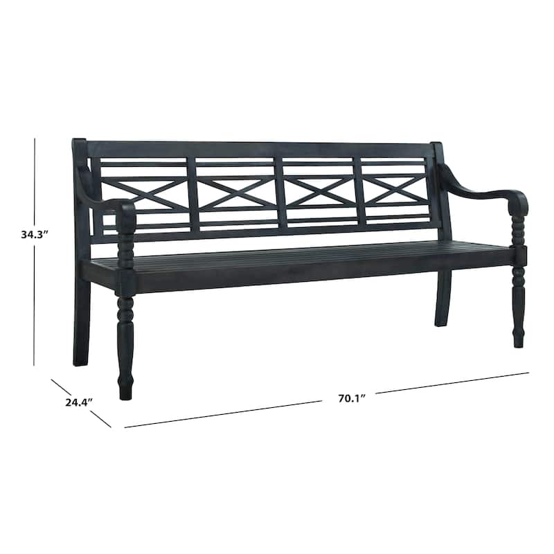SAFAVIEH Outdoor Ruwaydah Acacia Wood Bench - 70Wx24Dx34H