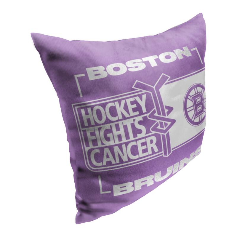 NHL Boston Bruins Hockey Fights Cancer Fight For 18 Inch Throw Pillow