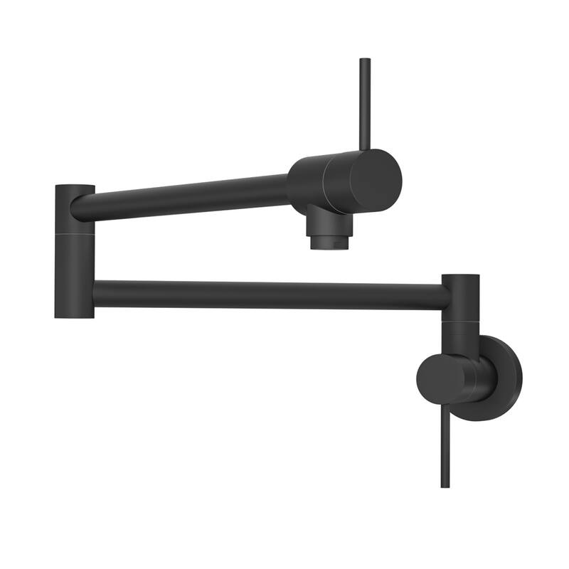 Topcraft Pot Filler Wall Mount Folding Kitchen Faucet - Matte Black
