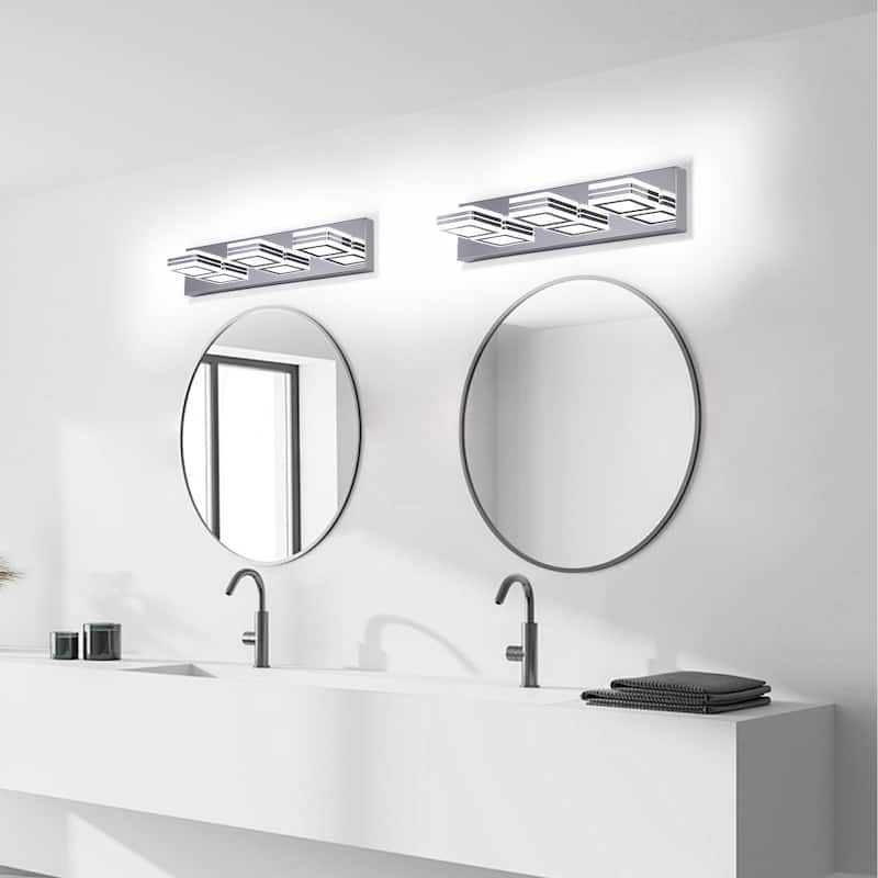 Modern Dimmable Vanity Lights for Bathroom LED 3 Light Bathroom Lights Over Mirror Bath Wall Lighting