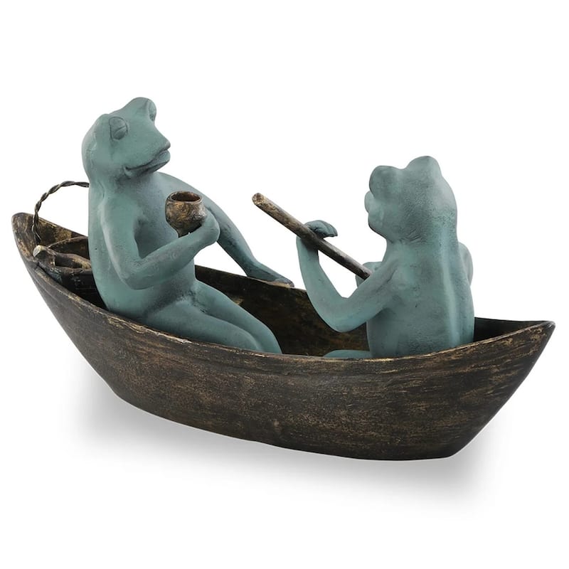 Spi Home Rowboat Picnic Frogs Cast Aliminum Garden Sculpture 21.5 - 10 X 21.5 X 11 inches