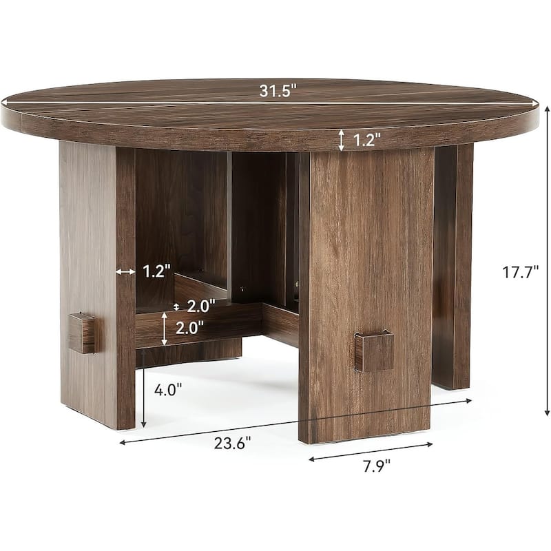 31.5-Inch Round Coffee Table with Pedestal for Living Room